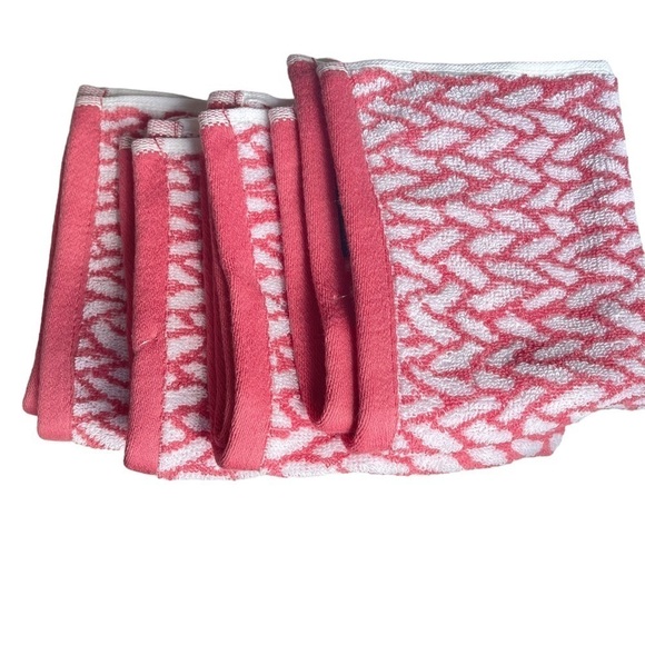 Ralph Lauren Sanders set of 4 Washcloths Basket Weave Rose Red NWT - Picture 8 of 8